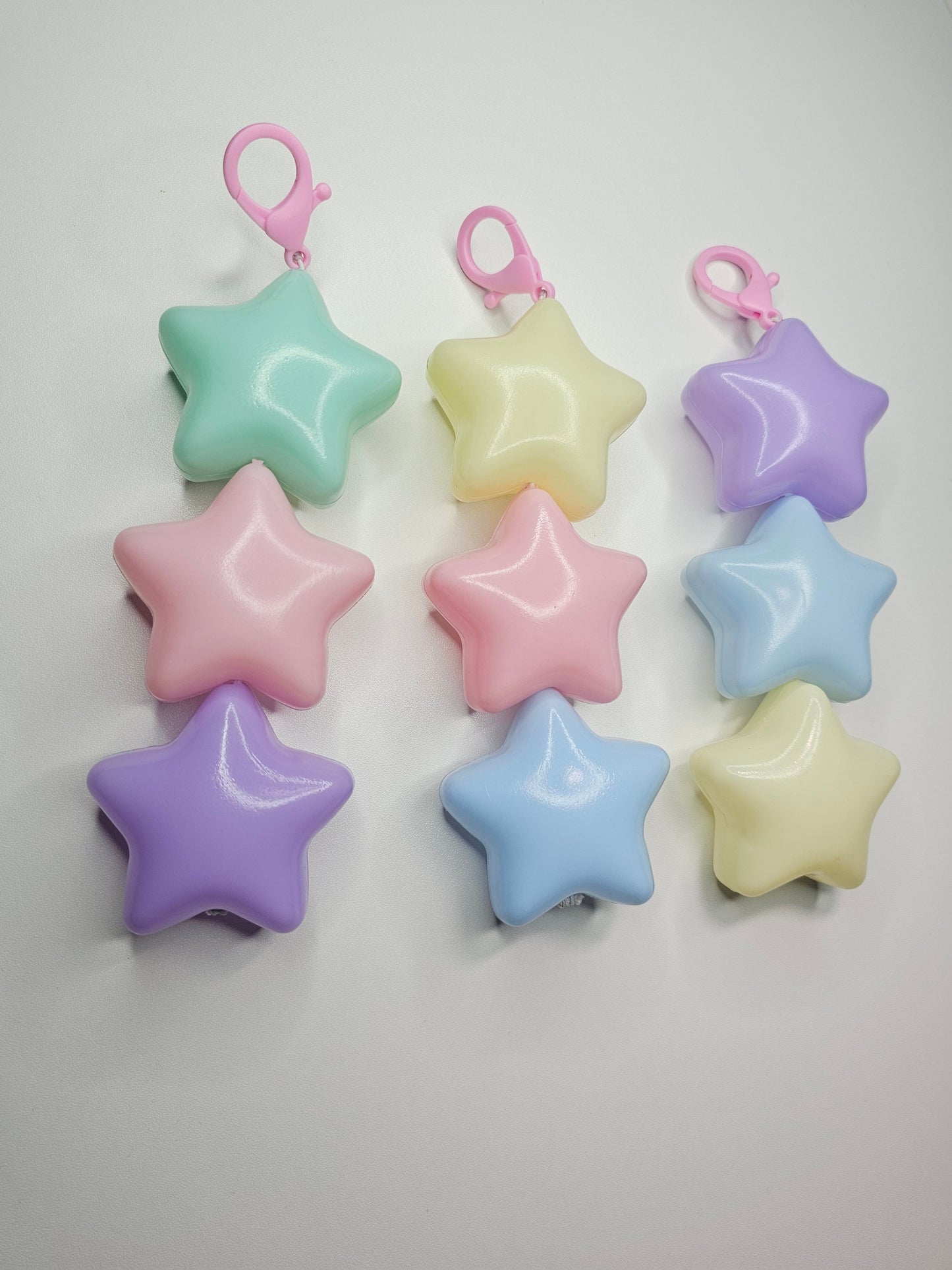Jumbo Puffy star Keychains triple stars