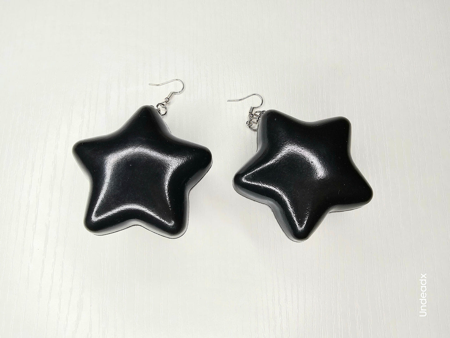 Black puffy star earrings (ballpit ball) (made to order)