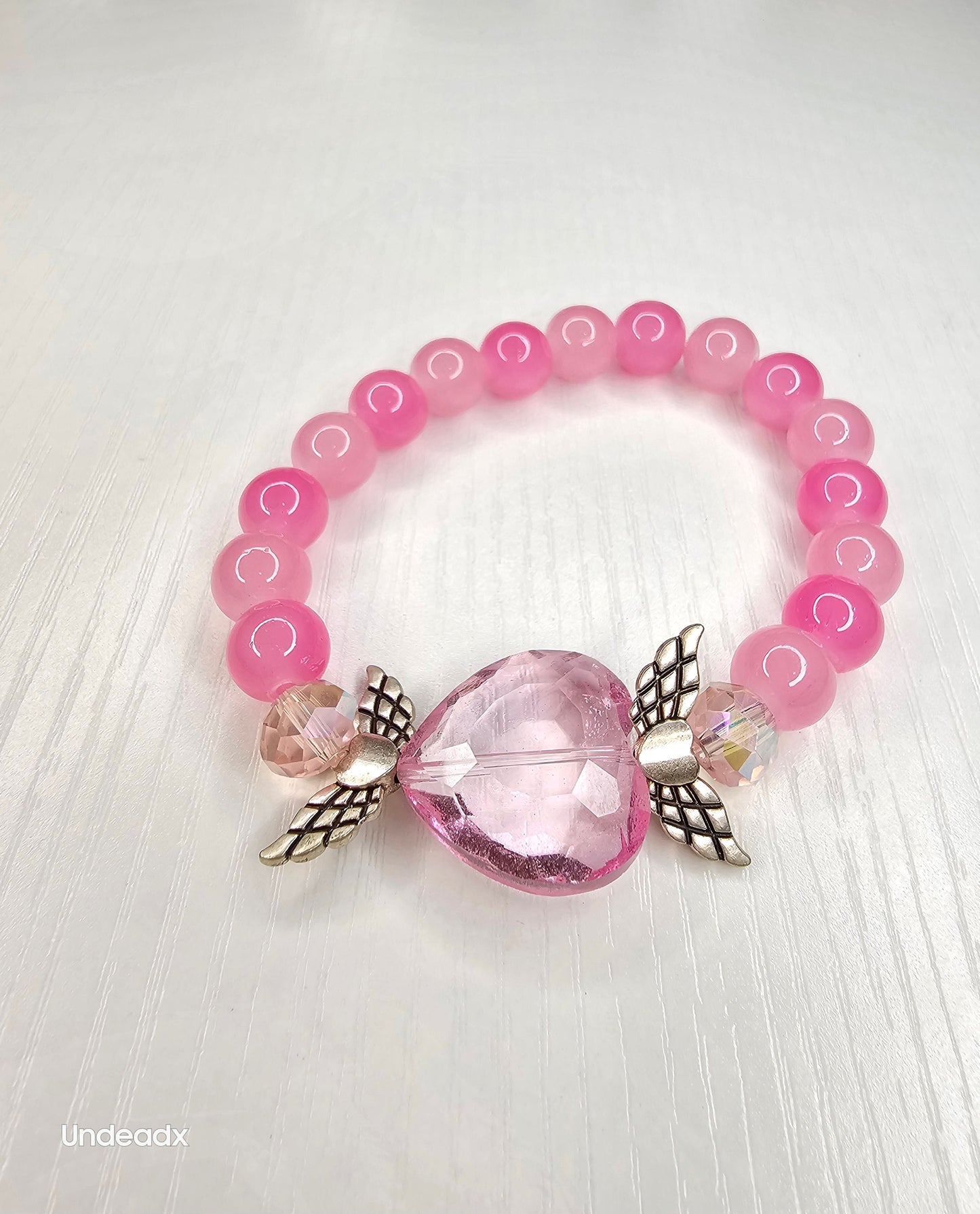 Heart Wing bracelet With Pink Glass beads Kawaii Accessories, Alt accessories MADE TO ODER high quality