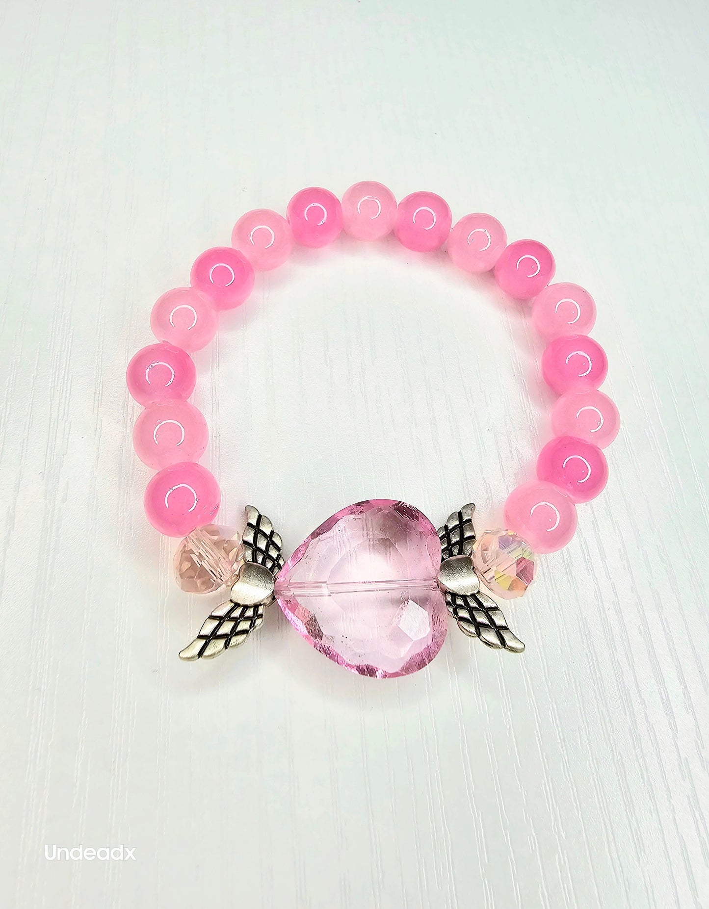 Heart Wing bracelet With Pink Glass beads Kawaii Accessories, Alt accessories MADE TO ODER high quality