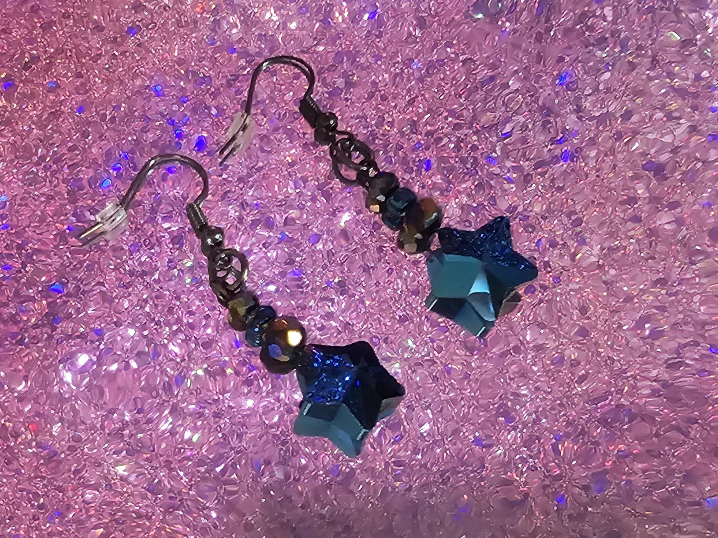 dark blue star earrings spooky jewelry