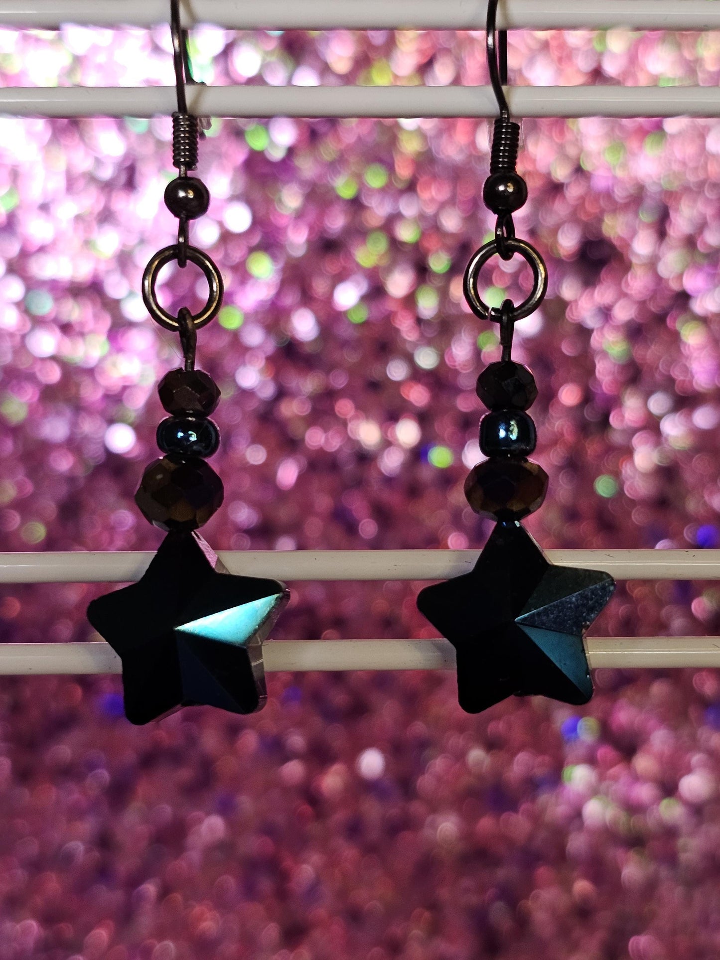 dark blue star earrings spooky jewelry