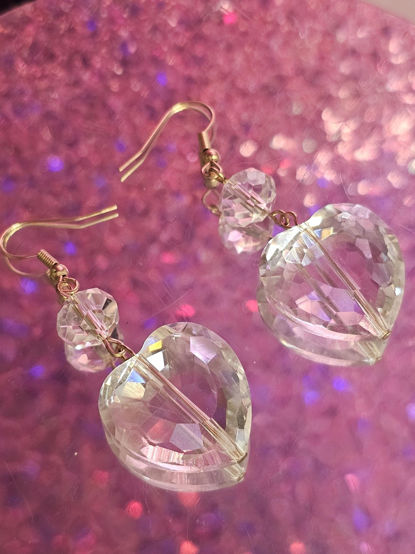 Heart large Kawaii earrings (clear)