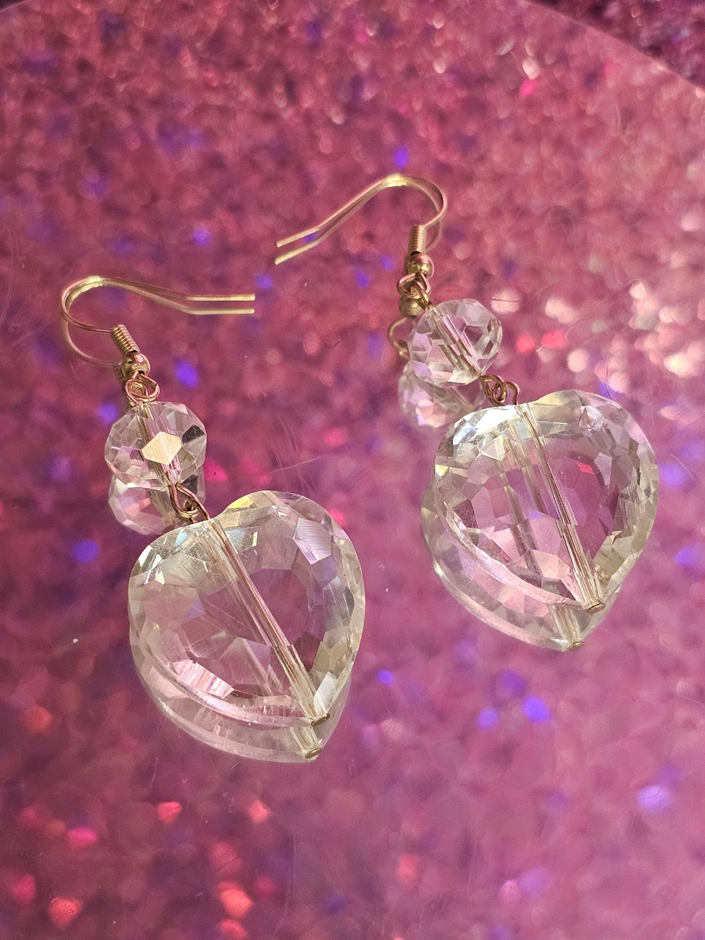 Heart large Kawaii earrings (clear)