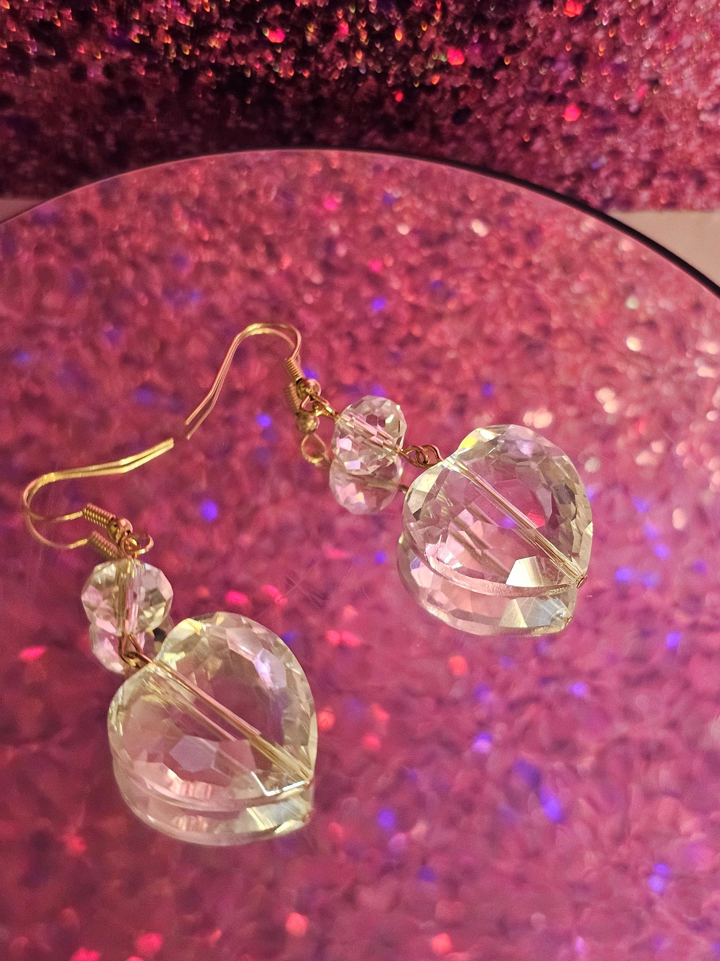 Heart large Kawaii earrings (clear)