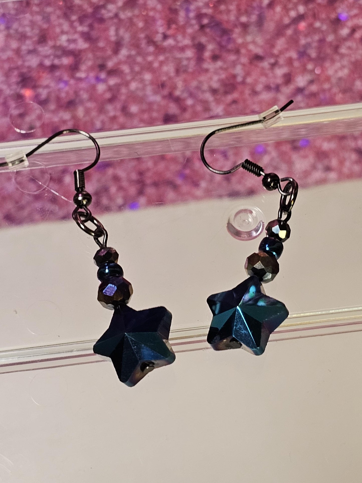 dark blue star earrings spooky jewelry