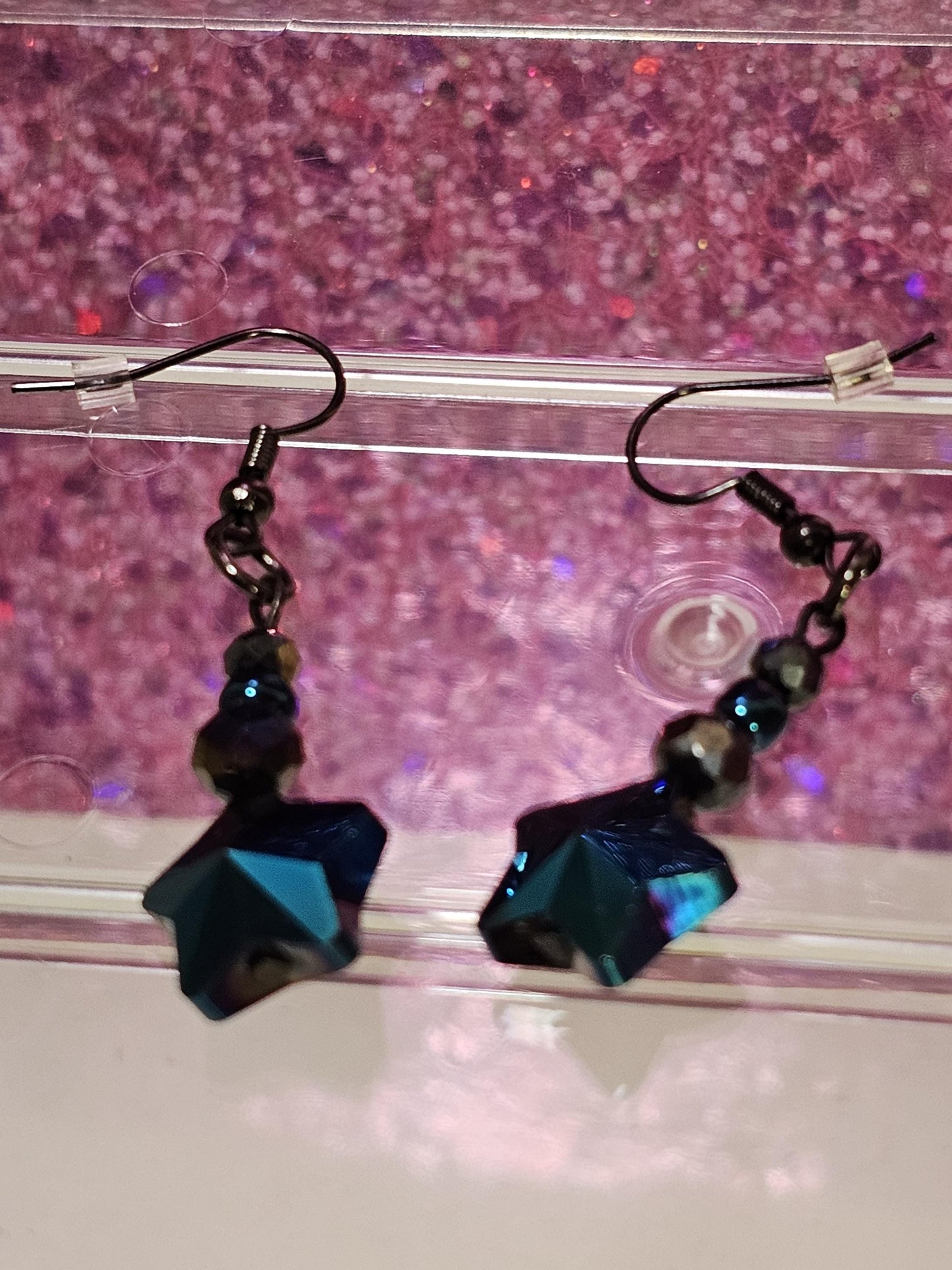 dark blue star earrings spooky jewelry