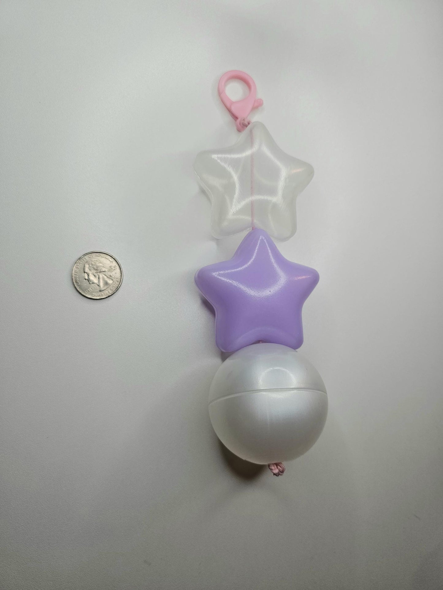 Puffy star keychain Purple,clear, and silver. fairy kei, yume kawaii, decora fashion