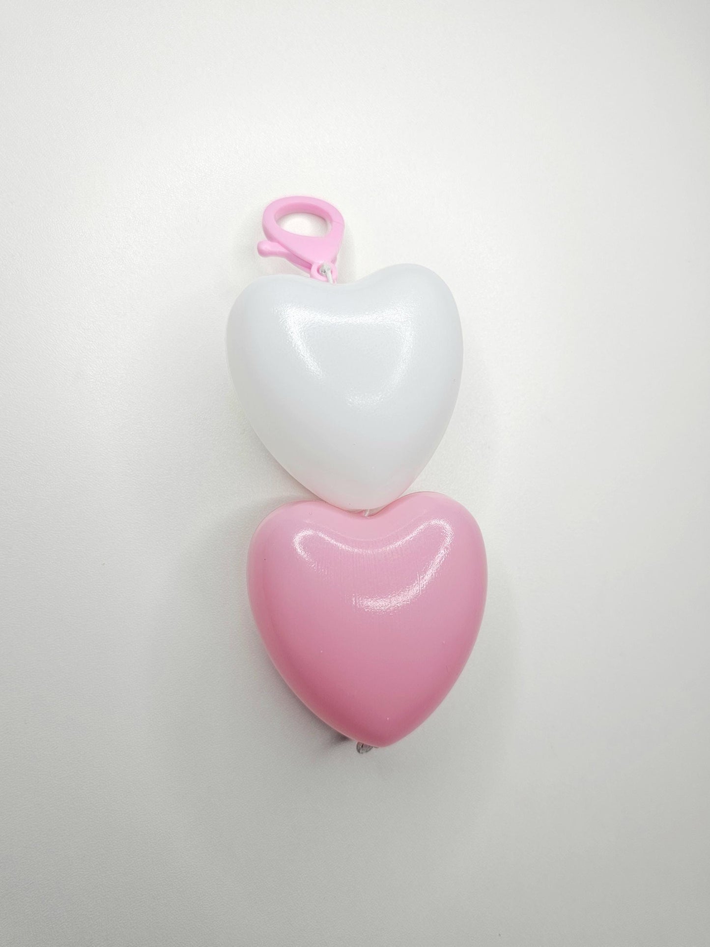 Heart keychain/zipper 2 tier charm pink,white,and clear ballpit handmade kawaii accessories, lovecore