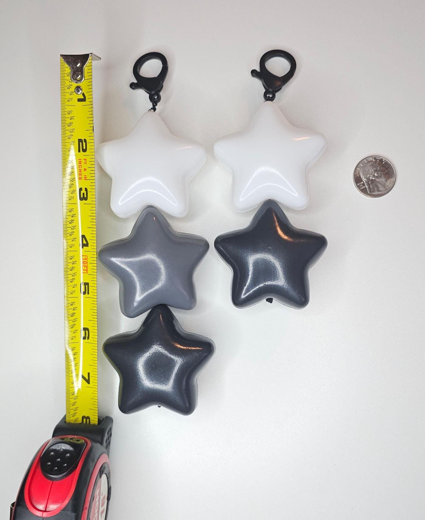 Jumbo Puffy star keychain/zipper backpack charm Gray and White. fairy kei, decora fashion