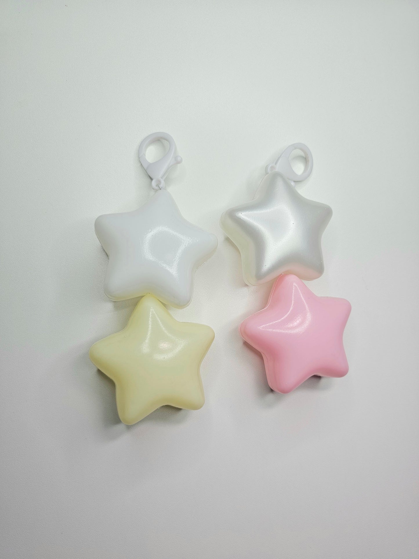 Puffy star Keychains double stars , fairy kei, kawaii fashion, decora fasion