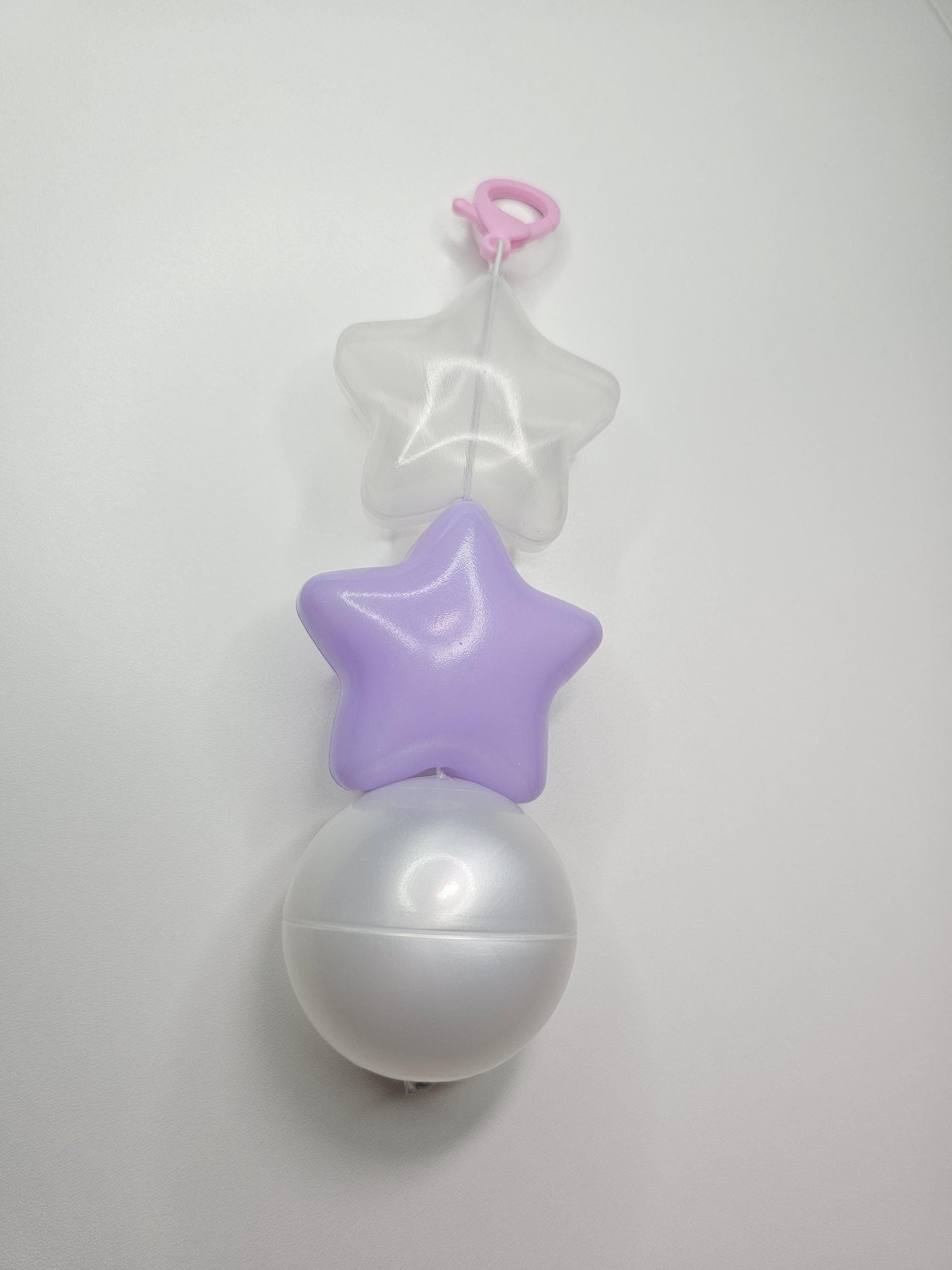 Puffy star keychain Purple,clear, and silver. fairy kei, yume kawaii, decora fashion